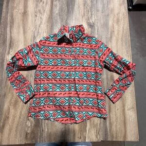 Cedar Rose Western Snap Shirt Southwestern Horse Print XL Americana